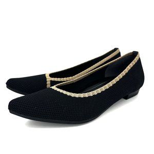 Vionic Dahlia Point Toe Knit Flats Black/Tan Size 9